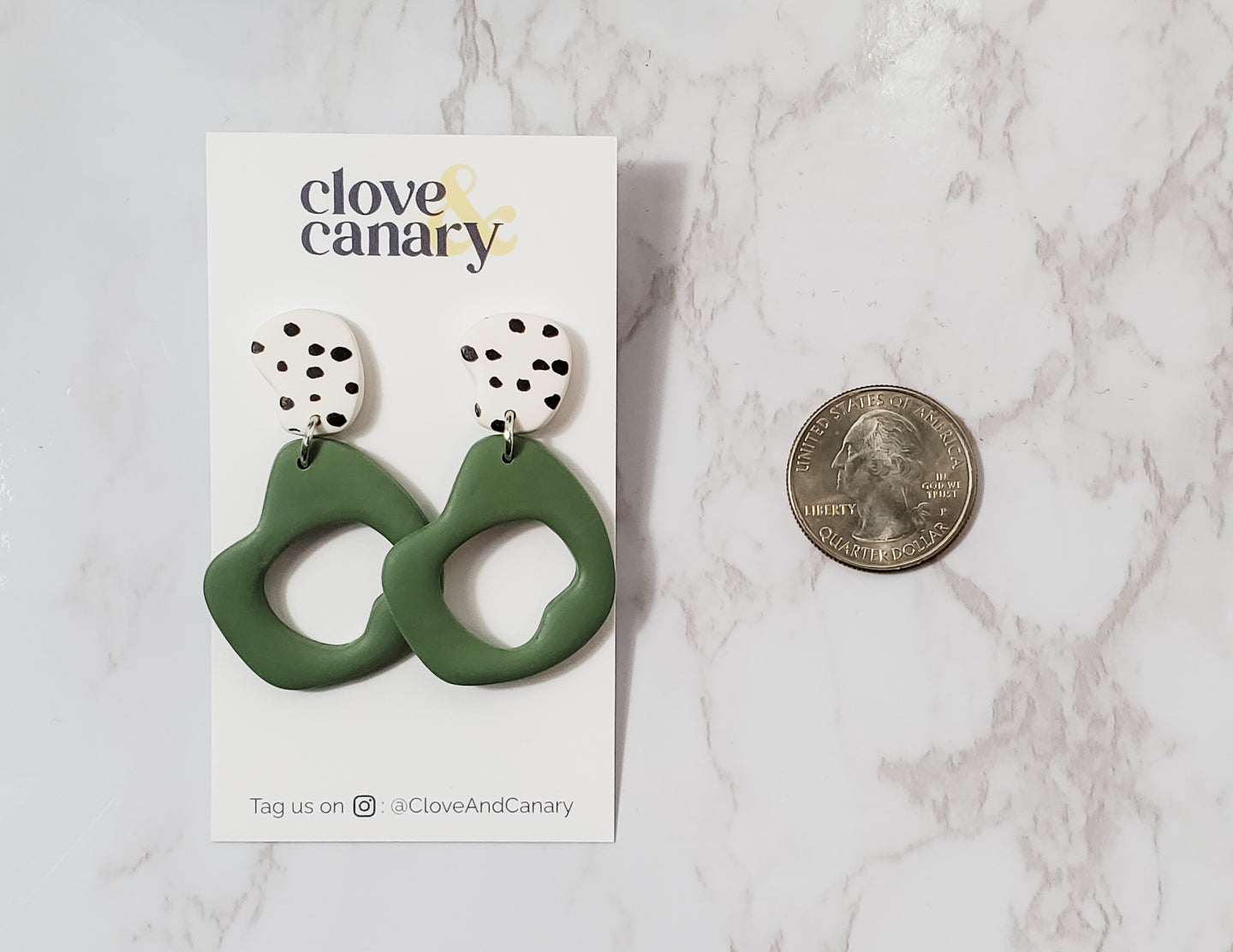 Green Abstract Dangle Earrings